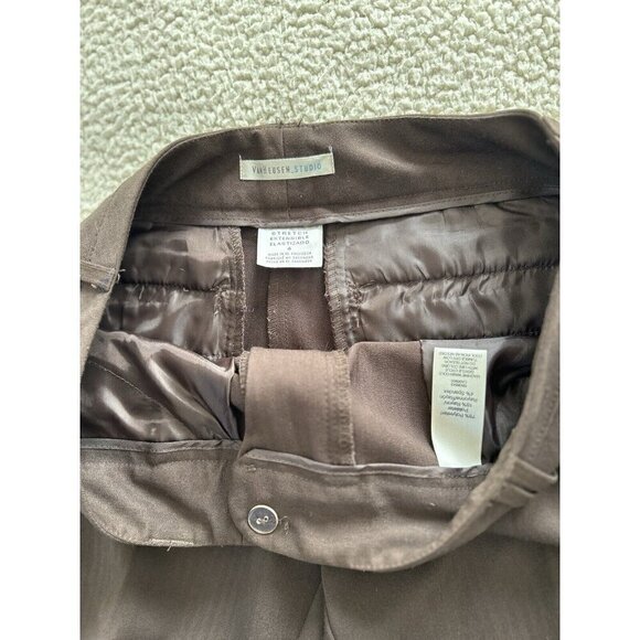 Van Heusen Studio Stretch Extensible Dark Brown Mid-Rise Straight Leg Pants Sz 4 - Picture 5 of 10